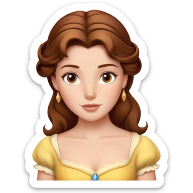 Disney Princess Belle from Beauty and the Beast with brown hair and face with freckles sticker