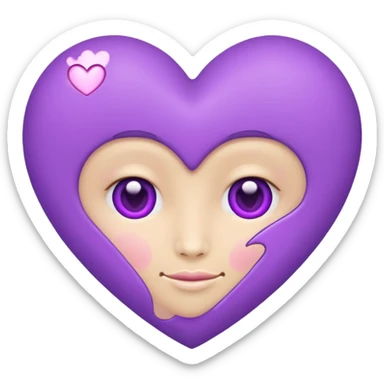 Love heart face with purple hearts sticker