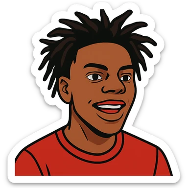 flat toon style portrait of IShowSpeed, bold lines, vibrant colors sticker