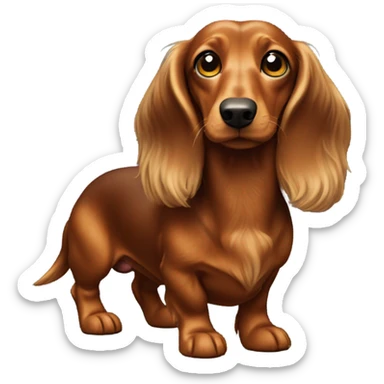 Longhaired Brown dachs with yellowbrown eyes and Brown nose in full body  sticker