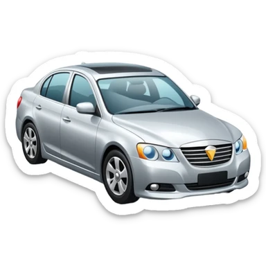 Create a realistic modern sedan on a road with reflections & shadows. sticker