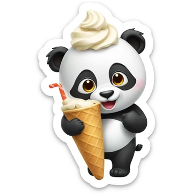 Panda eating ice cream sticker