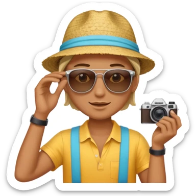 fotographer with summer clothes and sun glasses sticker