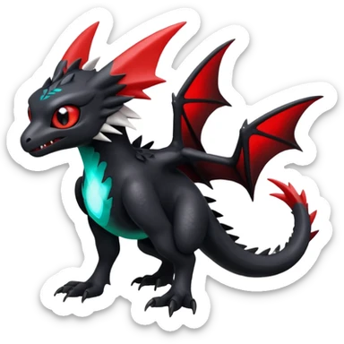 Shiny Red And Black Colorful Toothless-Trico-Silvally-Fakémon-hybrid-creature (full body)  sticker