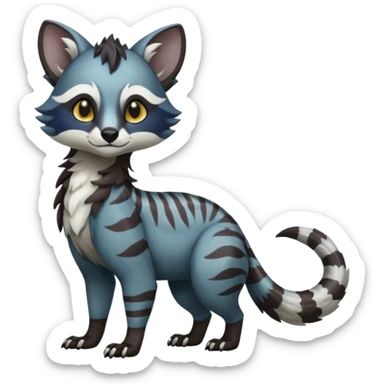 Colorful dark tropical exotic cute cool beautiful shiny beautiful fantasy-civet-genet-sergal-Protogen-vernid-Gryphon-Cacomistle-Trico-oncilla-animal-Fakémon-hybrid-fursona (full body) sticker