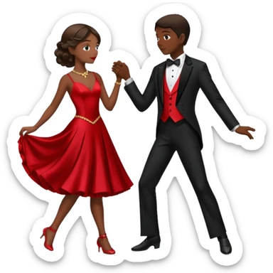 Ballroom dancing with girlred and boyblack  face two eachother  sticker