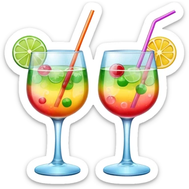 two realistic glasses of cocktail in emoji style sticker