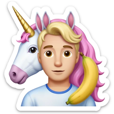 Simon B, peanuts, unicorn, transparent background, no peanuts, bananas sticker