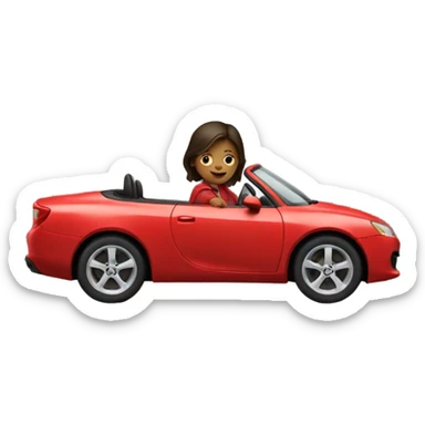 girl driving red car sticker