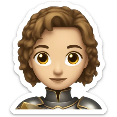 knight long brown hair golden eyes tan skin holding a sword woman sticker