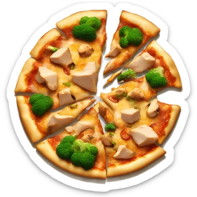 Pizza with chicken teriyaki toppings and Brokkoli  sticker