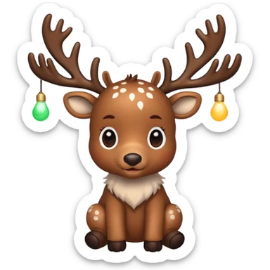 reindeer baby  cute, full body lights whire aropund his head sticker