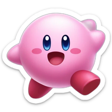 cute happy classic Kirby jumping on a star sticker