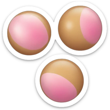 Two skintone balls with pinkish circle inside sticker