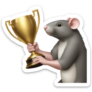 2 rat fighting for a ball, one holding a trophee sticker