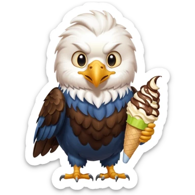Cute eagle eating ice cream sticker