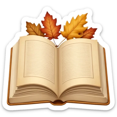 beige autumn open book with leaves on it sticker
