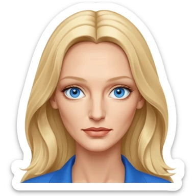 Uma Thurman with blue eyes, long hair sticker