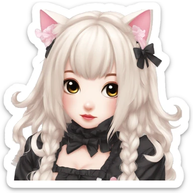 Edgy Kawaii Cute Cool Beautiful Elegant Pretty Anime Lolita Techwear Catgirl sticker
