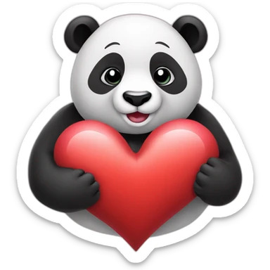 Panda holding a heart sticker