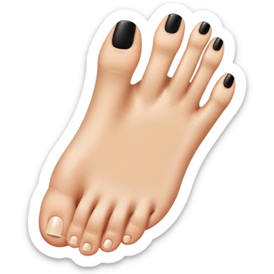 a foot toes with black toenail sticker