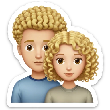 Buzz head boy and curly blond hair girl duo sticker