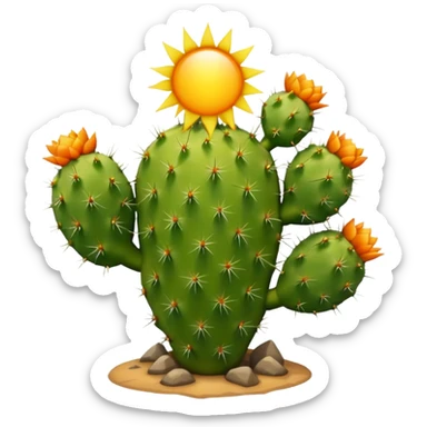 prickly pear cactus with sun in background sticker