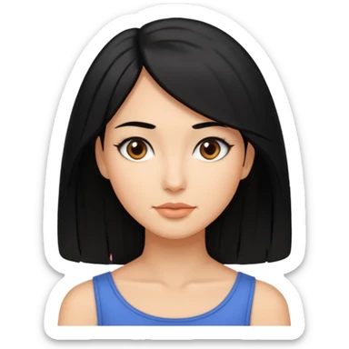 Mujer pelo en hombros liso negro piel morena clara  sticker