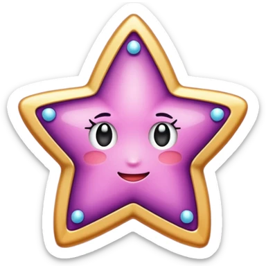 Quiero un emoji de estrella, pero que la estrella sea de oro rosa y brilli brilli con chispitas moradas sticker
