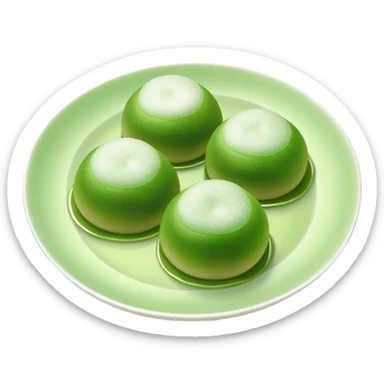 four green spherical warabi mochi on the plate sticker