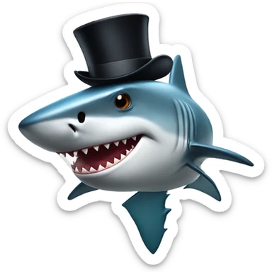 Shark with sunglasses and a top hat sticker
