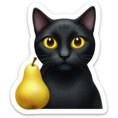black cat with yellow eyes and a white spot on his pears sticker