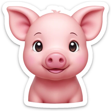 Cinematic Cute Piglet Portrait Emoji, Head tilted playfully and inquisitively, featuring a delicate rosy-pink hide with an adorably tiny snout and subtle sheen, round, sparkling beady eyes filled with boundless curiosity, Simplified yet irresistibly adorable features, highly detailed, glowing with a warm, friendly glow, high shine, affectionate and spirited, stylized with a touch of whimsical charm, bright and endearing, soft glowing outline, capturing the essence of a mischievous yet loving piglet, so playful it feels like it could nibble out of the screen and into your arms! sticker