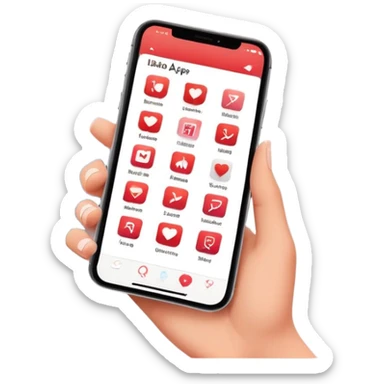 smartphone displaying a Tinder-like dating app interface, but with interior design rooms instead of people profiles, with like and dislike buttons sticker