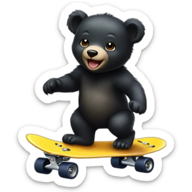 baby formosan black bear riding skateboard sticker