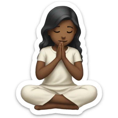 Girl on her knees prays sticker