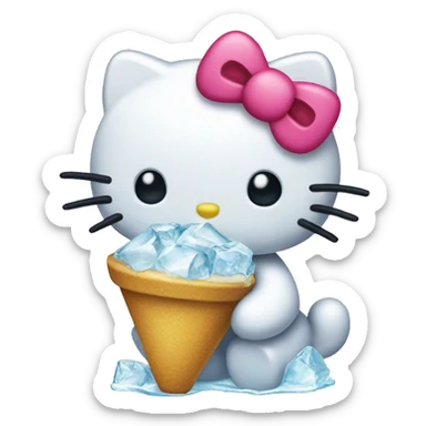 Hello kitty eating ice sticker