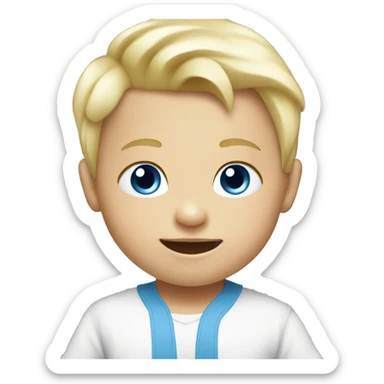Blonde blue eyes baby boy playing  sticker