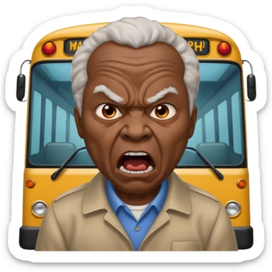 african uncle telling somone to get off the bus let him be angry. sticker