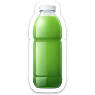 aesthetic green juice in tall clear full plastic drink bottle with white lid realistic soft textures sticker