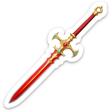 fiery royal golden sword with red blade sticker