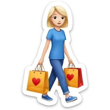 shopping mall with shopping bag sticker