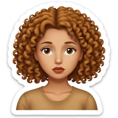 Una mujer trigeña, crespa, con labios gruesos y el cabello suelto, pensando  sticker