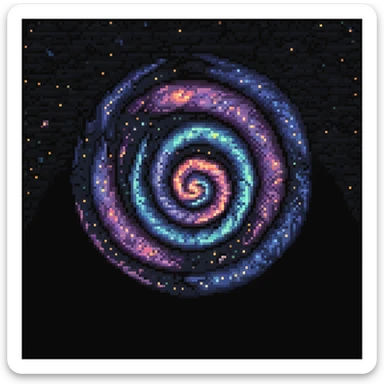 pixel art galaxy, swirling stars and nebulae sticker