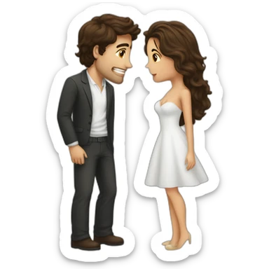 brune petite kiss a white tall guy sticker