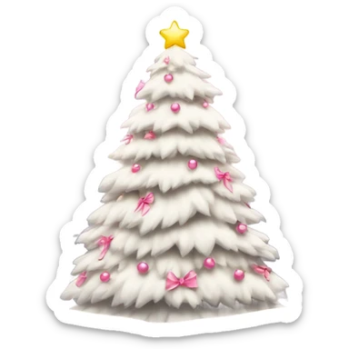 white christmas tree with pink bows christmas mood sticker