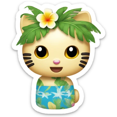 tropical hello-kitty emoji sticker