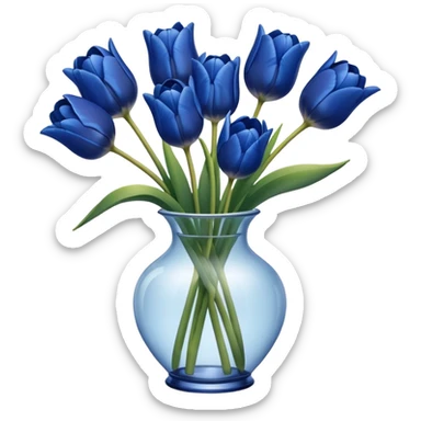 Navy blue tulips in glass vase  sticker