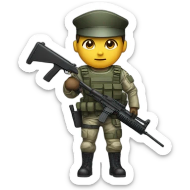 Special forces policeman in military clothing with a weapon in one hand and a shield in the other sticker