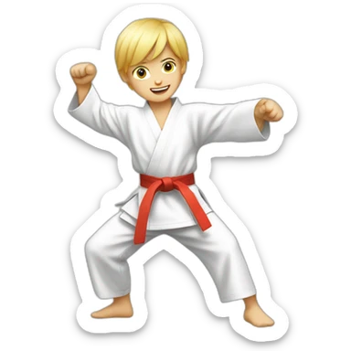 blond kid do karate sticker